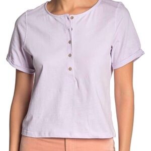 Free People Womens What's Up Crop Boho Henley Top